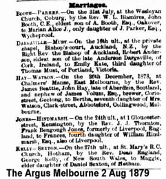 Frances marries in Australia Newspaper cutting showing the marriage of Frances to Frank