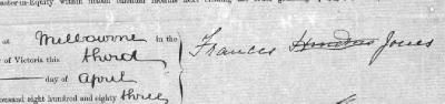 Frances Hindmarsh signs probate Snippet of the signature of Frances