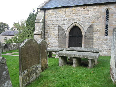 Picture of Hindmarsh gravestones outside of Alwinton Church