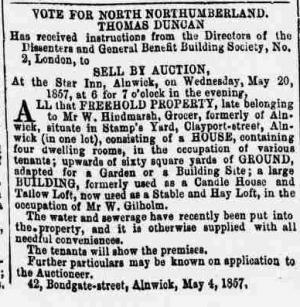 Newspaper cutting showing the sale by auction of the Clayport Street Grocers